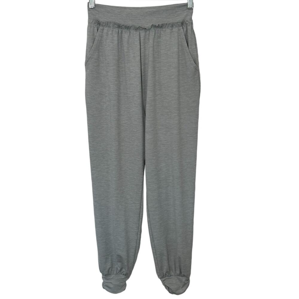 BODY & SOL Gray Ultra High Waist Lounge Jogger Pants Small Ruffle Pockets Comfy